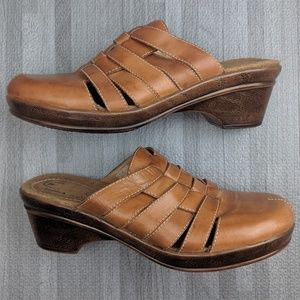 Dr Scholl's Brenna Brown Leather Mules Clog Wedges